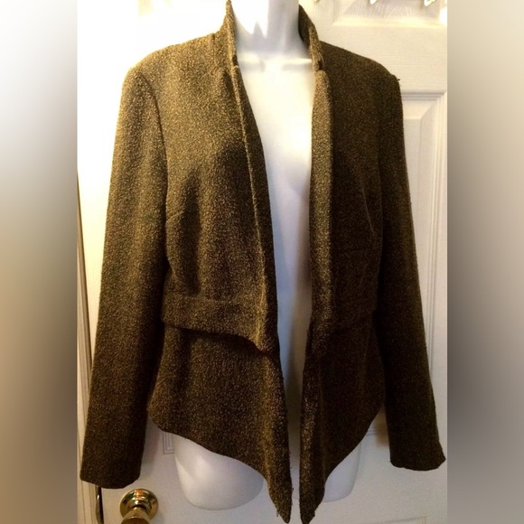 WALTER BAKER W118 Tweed Blazer Black Brown Notch Collar Lapel Open Front Jacket - Picture 12 of 13